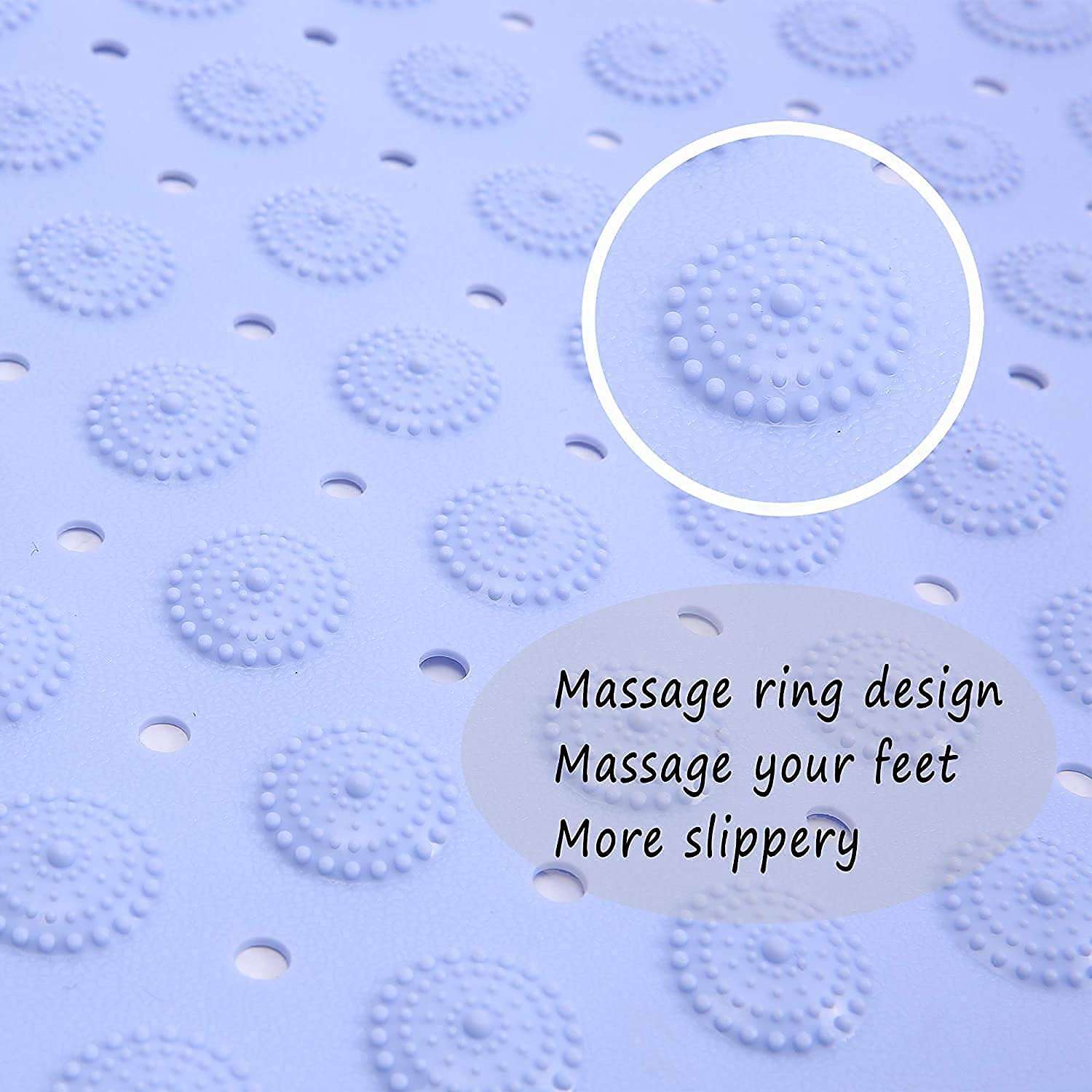 Harions Anti-Slip PVC Bathroom Shower Bath Mat, Non-Slip Mat for Toilet, Kitchen, Bathroom, Bathtub Mat with Anti Slip Suction Cups and Accu-Pebble (Light Blue, Size- 100x40 cm) 4