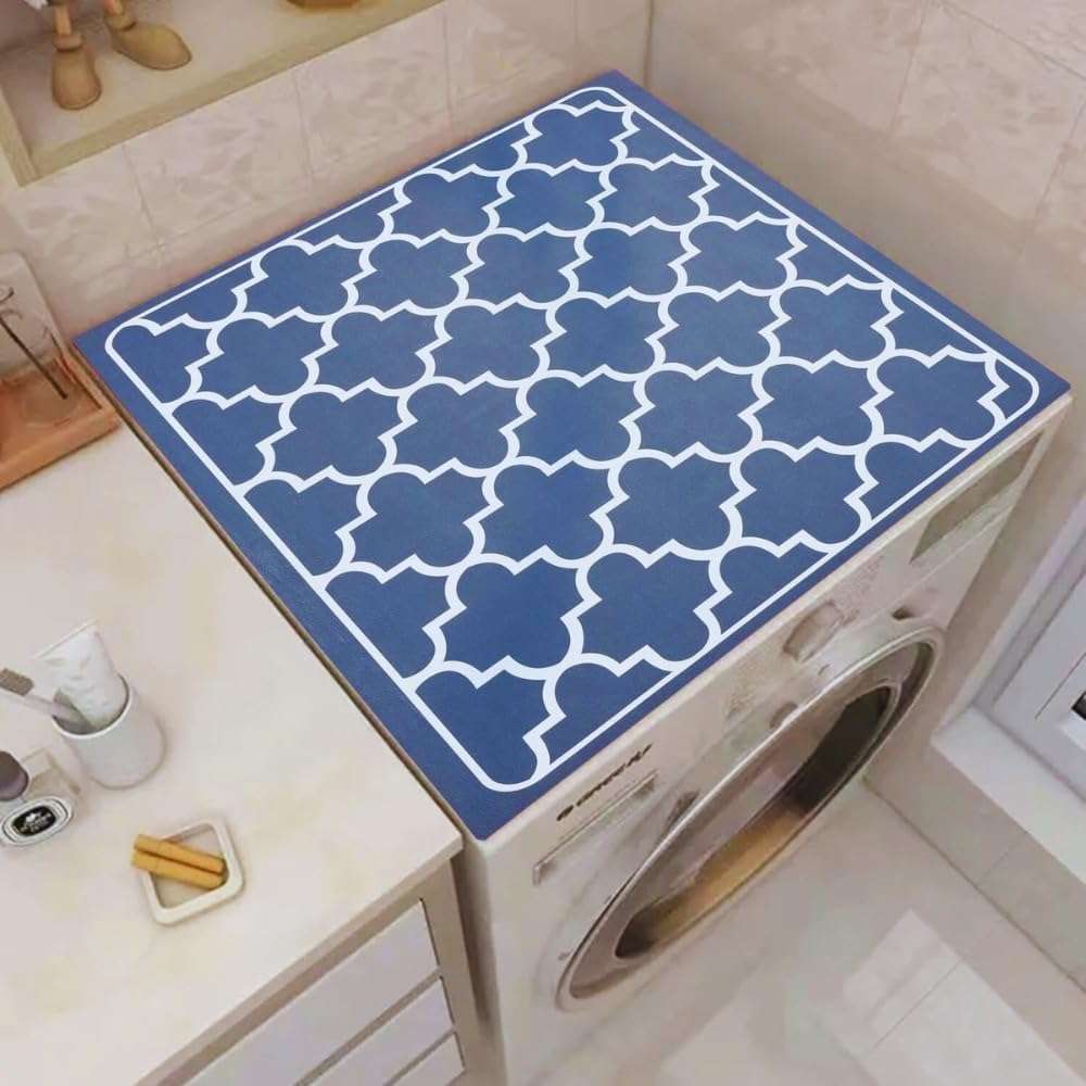 Homecloud Non-Slip Washing Machine Mat – Durable Waterproof Protective Cover for Washer & Dryer, Dust-Resistant Mat Ideal for Laundry Room & Kitchen Appliances (Navy) 1