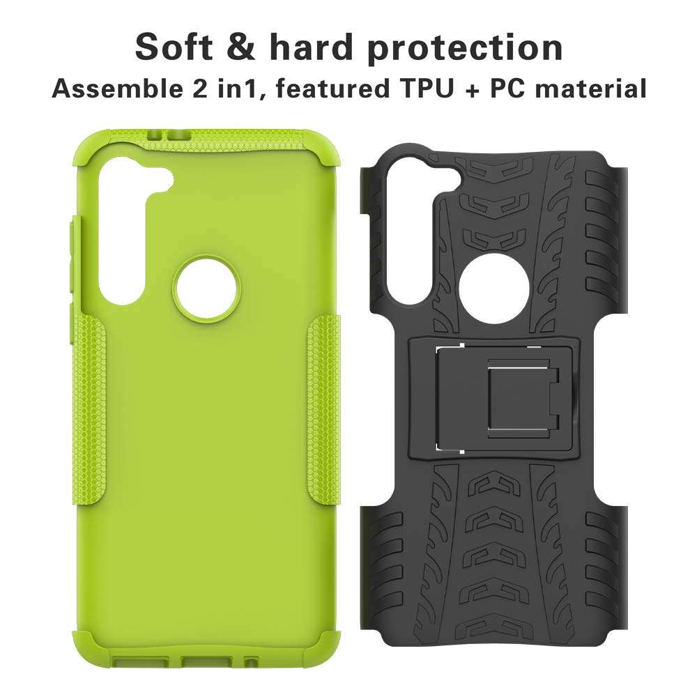 LiuShan Compatible with Moto G8 Power Case,Shockproof Heavy Duty Combo Hybrid Rugged Dual Layer Grip Cover with Kickstand for Motorola Moto G8 Power Smartphone (Not fit Moto G8 Play/G8 Plus),Green 5