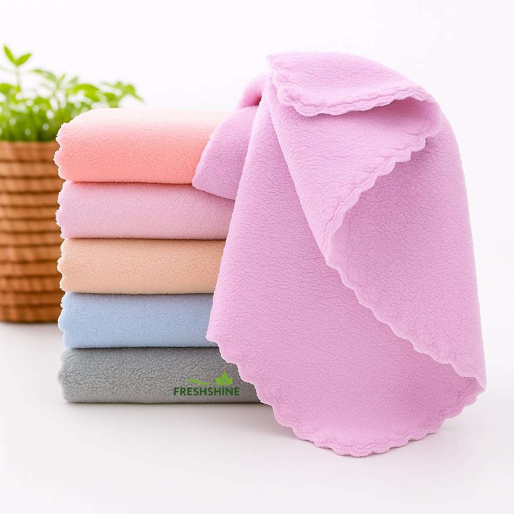 FRESHSHINE Plain Face Towel/Handkerchief 400 GSM Extra Soft & Super Absorbent Face Towels for Women's, Kid's & Newborn Babies Set of 6 pcs (25x25 CM) - Multicolor 5