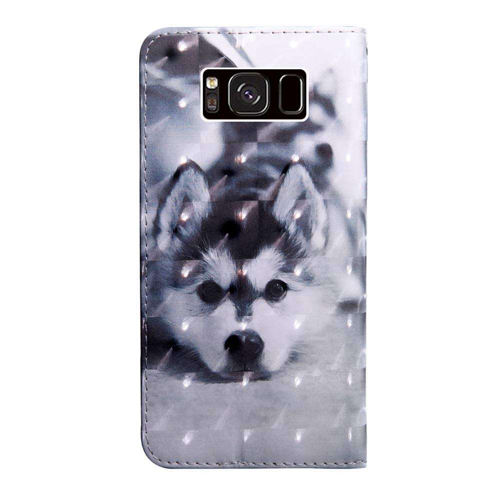 QIVSTARS Samsung Galaxy S8 Preium Cute 3D PU Leather Phone Case Luxury Wallet Protector Magnetic Folio Flip Protective Phone case for Samsung Galaxy S8 Roar Wolf BX 3