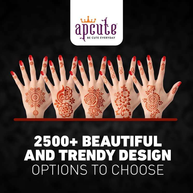 Apcute Set of 8 Piece Mehandi Design Sticker Stencils for Both Hand | Henna Tattoo | Quick and Easy to use, for Girls, Kids, Women - Design-Set8-A-103-104-163-164 6