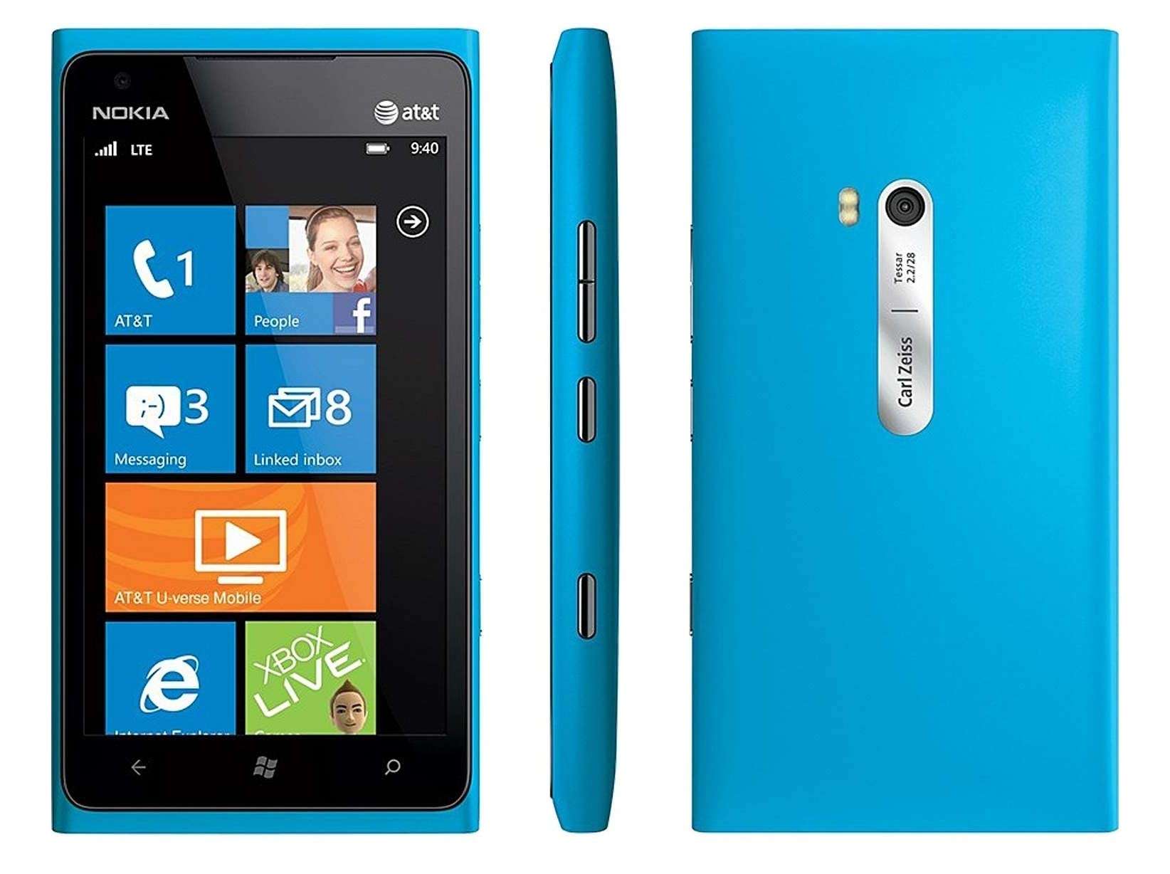 Nokia Lumia 900 AT&T GSM Unlocked 4G LTE Windows 7.5 Smartphone - Cyan Blue 2
