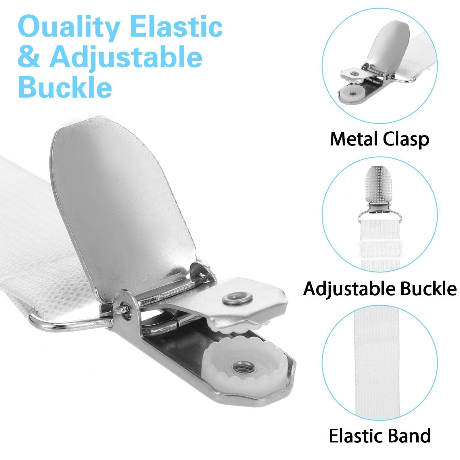 Ironing Board Cover Fasteners Binding 4 PC Elastic Straps Clips Keep Cushions From Sliding Sheet Fitted Suspenders Holders For Corners Couch Cover Stays Bands Garter Clamps Strap End Binding Tightener 4