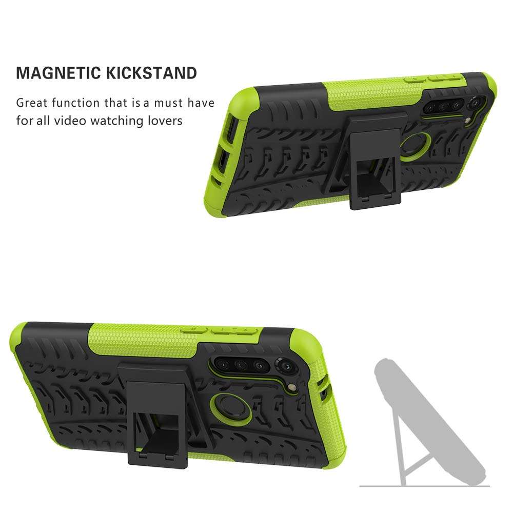 LiuShan Compatible with Moto G8 Power Case,Shockproof Heavy Duty Combo Hybrid Rugged Dual Layer Grip Cover with Kickstand for Motorola Moto G8 Power Smartphone (Not fit Moto G8 Play/G8 Plus),Green 4