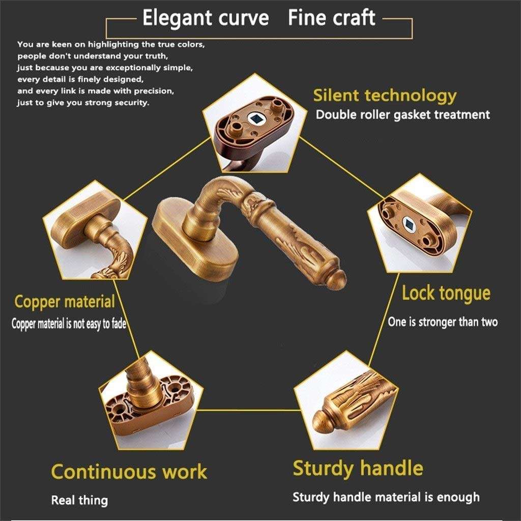 YI-LIGHT Modern Design Doors and Windows Handles, Pure Copper Plating Polishing Swing Window Sliding Window Handle Hardware Door and Window Handle (Color : F) 5