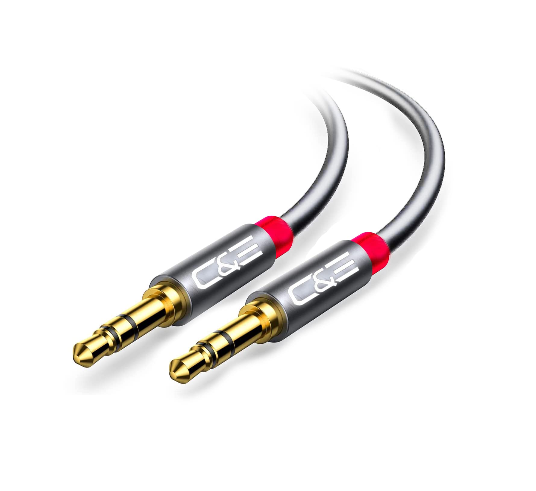 C&E CNE721699 1.5 FT(0.4 M) 3.5mm Aux Male to Male Extension Stereo Audio Cable Grey Compatible for iPhone, iPad or Smartphones, Tablets, Media Players