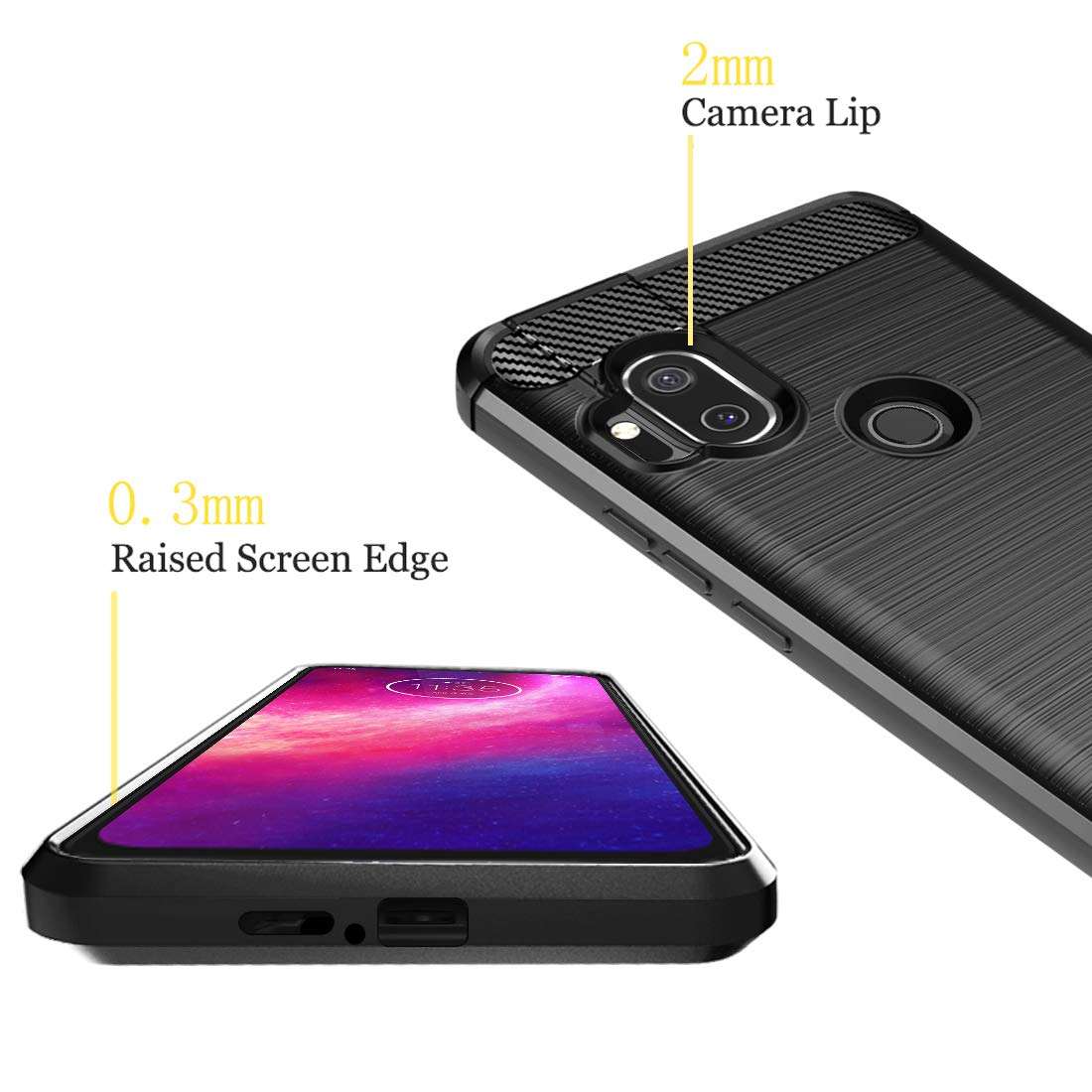Dzxouui for Moto One Hyper Case,Motorola One Hyper Case,Protective Phone Cover Shockproof Soft TPU Case for Motorola Moto One Hyper(DL-Black) 4