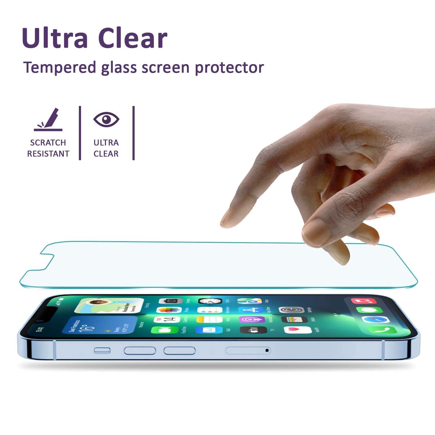 CZARTECH Tempered Glass Screen Guard For Iphone 13 Pro Max | Iphone 14 Plus With Easy Cleaning Kit (Pack Of 1) For Cellphone 2