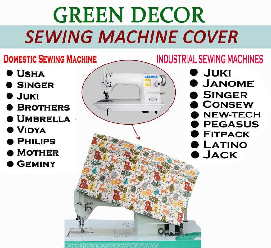 GREEN DECOR Printed Felt Fabric Sewing Machine Cover For Domestic & Industrial with 3 Storage Pockets,Tailoring Silai Machine with Most Standard Juki Jack Usha(MultiColor 21X8.5X11 Inch) Piece Of 1 6