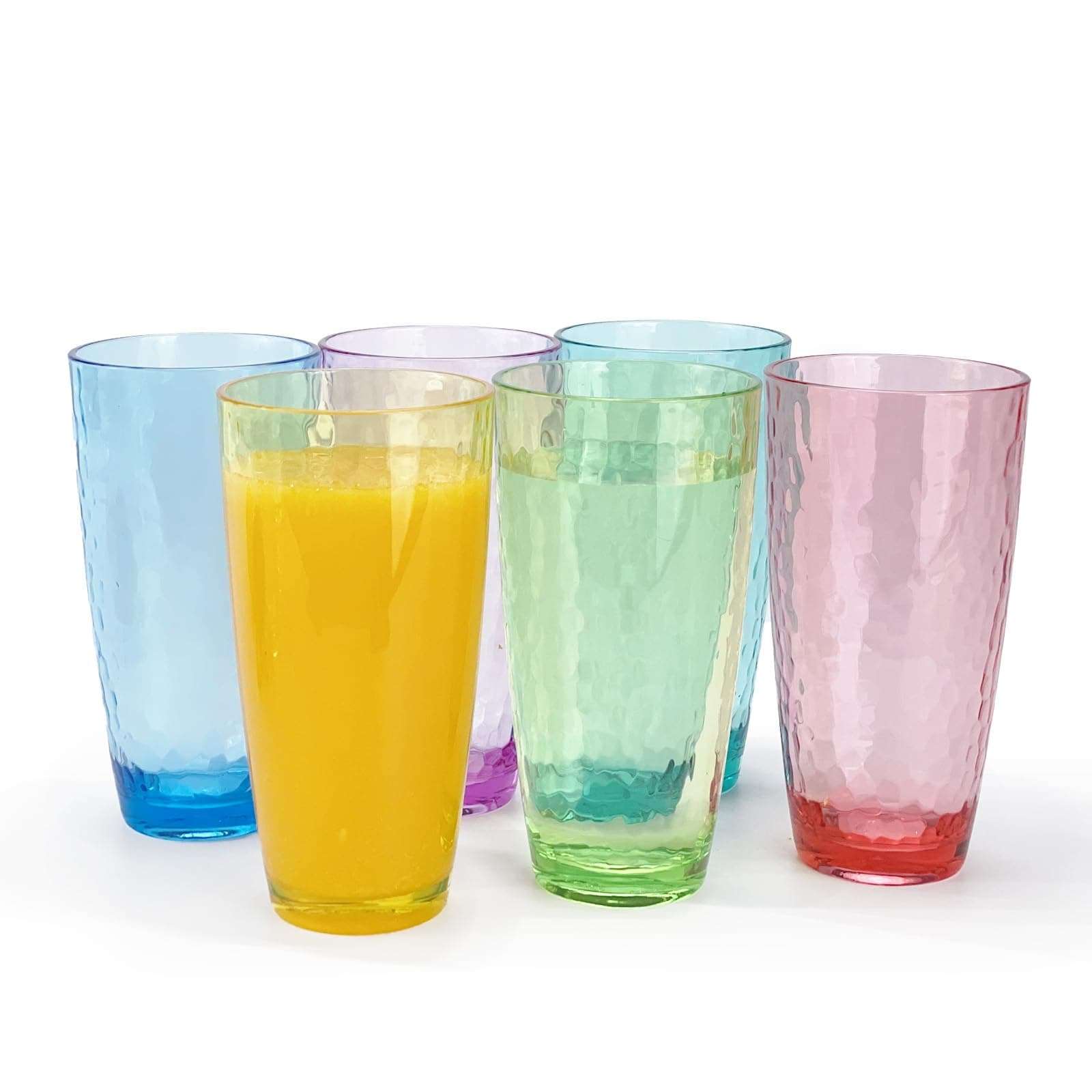 Haimenlite Set of 6 Multi color Acrylic Glasses Plastic Tumbler,Drinking Cups for Home Party Indoor Outdoor Use,Dishwaher Safe and BPA Free (26 Ounce) 1
