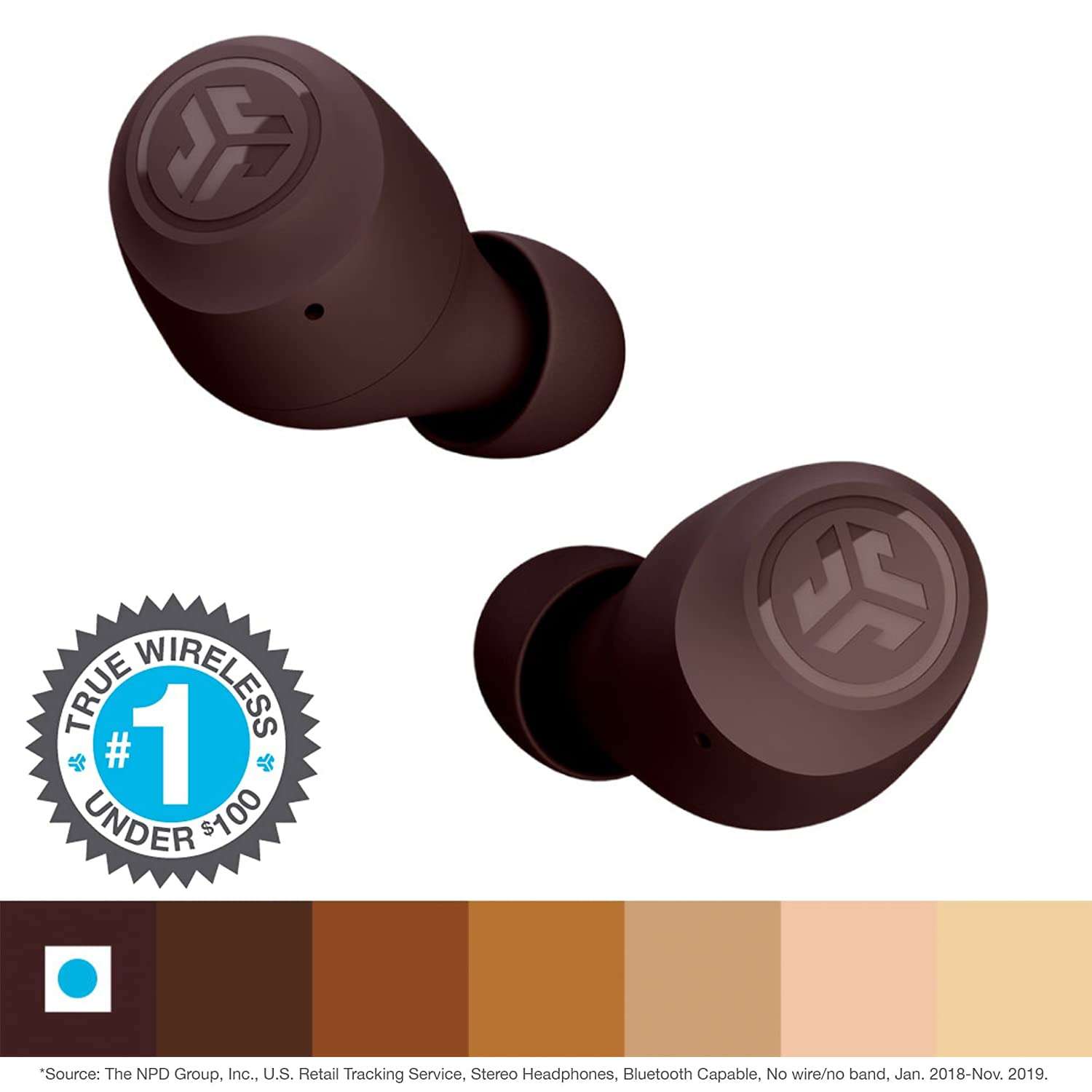 JLab Go Air Tones True Wireless Earbuds Designed with Auto On and Connect, Touch Controls, 32+ Hours Bluetooth Playtime, EQ3 Sound, and Dual Connect, Natural Earthtone Color (4975 C) 3