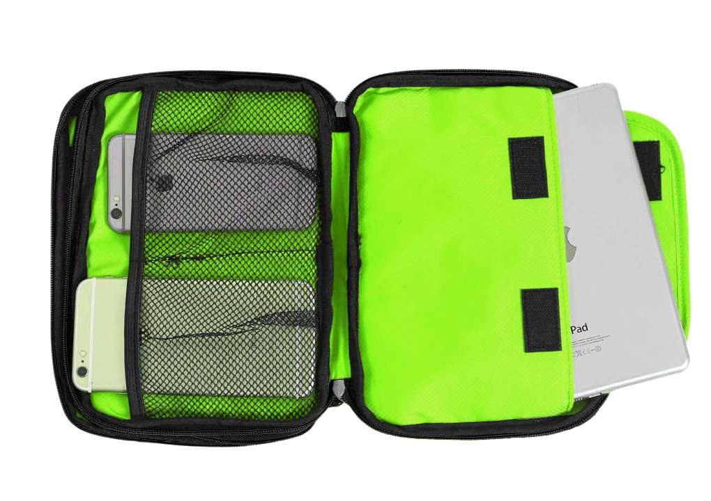 Double Layer USB Cable Hard Drive Case Electronics Accessory Organizer iPad Tablet Cellphone Cord Shuttle SD Card Reader Holder Travel Carrying Storage Bag Headphone Charger Clutter Protection Case 2