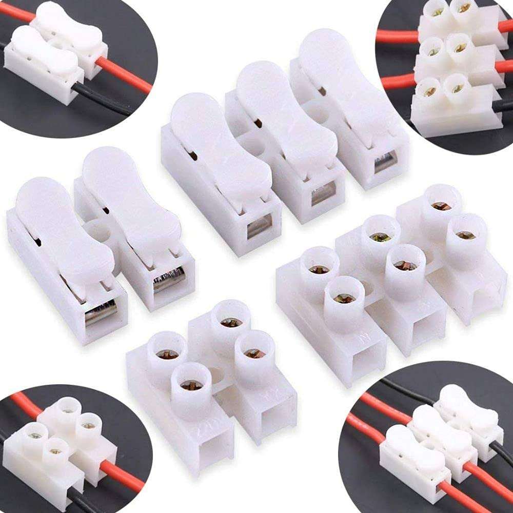 DIY Crafts CT-DIY-HI-20956 CH2/3 Spring Wire Connector Quick Connector Terminal Block Electrical Cable Clamp Terminal Connector LED Strip Light 2