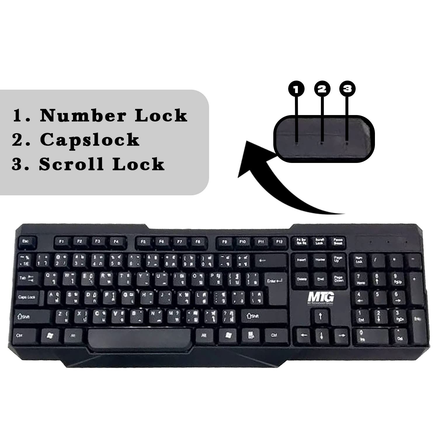 MTG Wireless Keyboard for Windows, Linux and Mac 2.4GHz Wireless with USB Receiver, Waterproof Design, This Keyboard Comes with 114 Keys, Compact Design, PC/Laptop – Black (– Pack of 20) 2