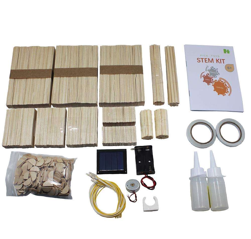 Pica Toys 3D Wooden House with Solar Windmill and Electric Light | Physical Circuit Education Building Model - Pure Real Wood Science Stem Kit | DIY Creative Experiment 2