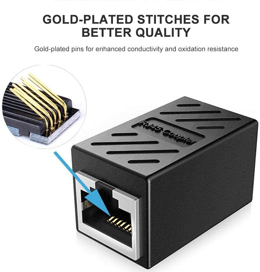 BUYFLUX RJ45 Joiner Adapter Ethernet Extender Coupler Female to Female Plug LAN Network Double Socket LAN Internet CAT 5/CAT 6 Adapter (Black) (1) 4