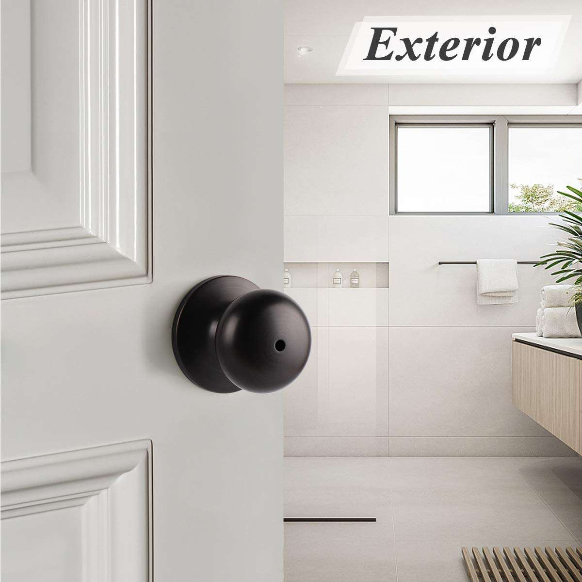 Probrico Keyless Privacy Door Knobs with Lock,Interior Door Locks for Bedroom Bathroom,Ball Shape Door Lockset in Oil Rubbed Bronze Finish,5 Pack 6