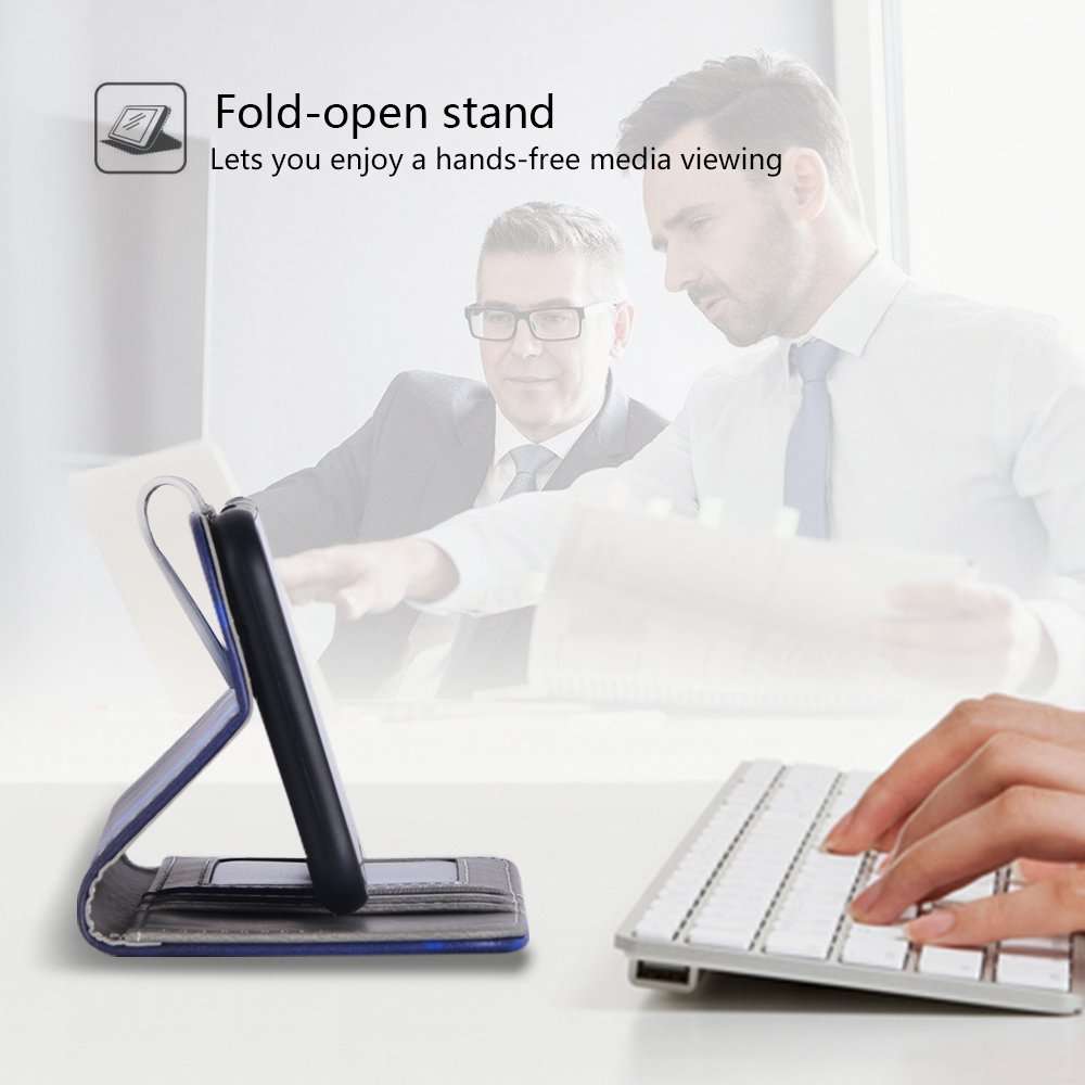 S6 Wallet Case, Galaxy S6 Case, MagicSky Premium PU Leather Flip Folio Case Cover with Wrist Strap,Card Slots, Cash Pocket, Kickstand for Samsung Galaxy S6 (Whale) 5