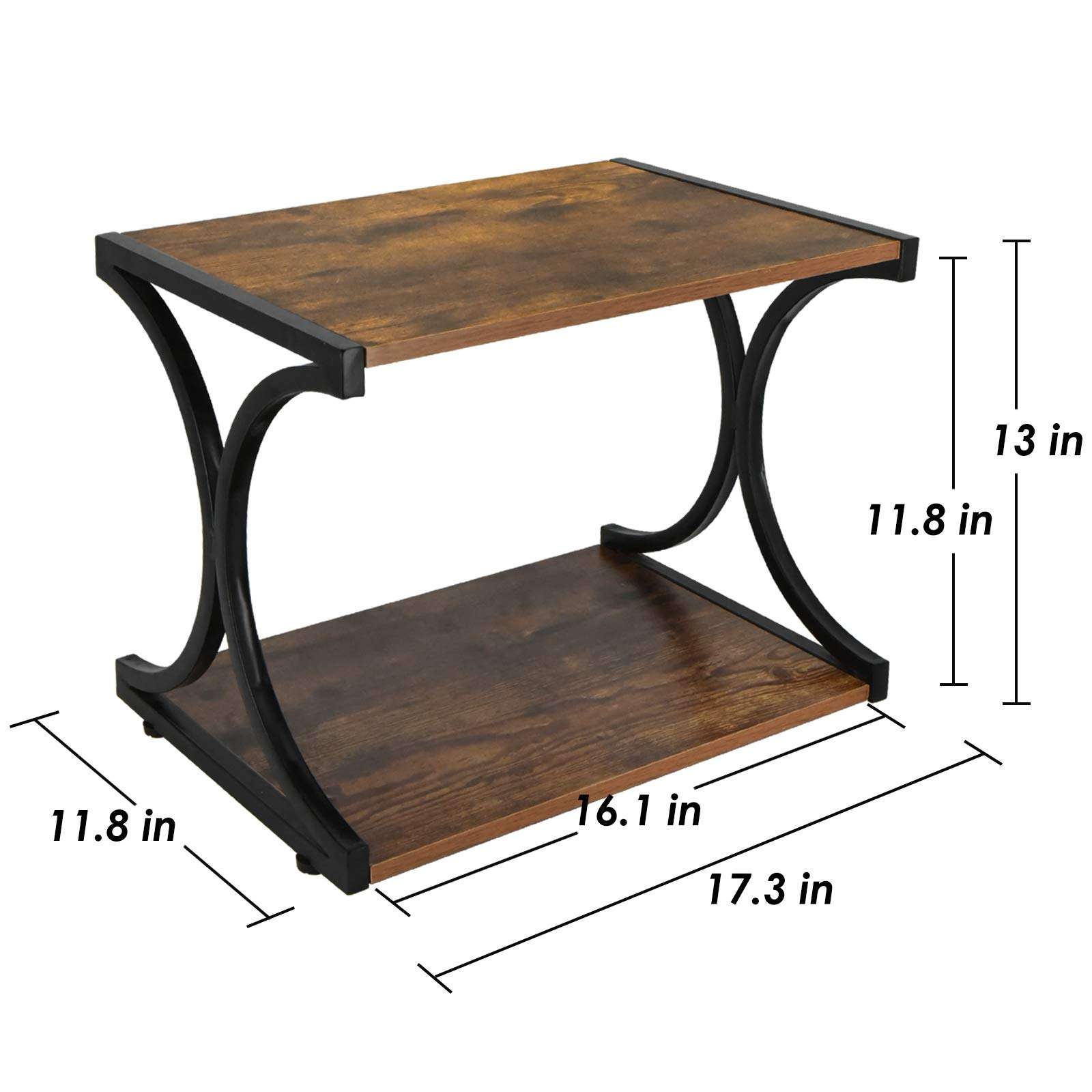 Updesign Vintage Large Size Desktop Printer Stand, Home and Office Desktop Organization Stand with Shelf, 2 Tier Wood Desk Stand and Organizer for Printers, Fax Machine, Scanner, Office Supplies 2