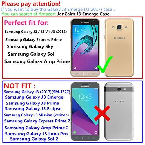 Galaxy J3 (2016) Case, Galaxy Amp Prime Case, Galaxy Express Prime Case, Galaxy Sol Case, JanCalm [Wrist Strap] Premium PU Leather [Multi Card/Cash Slots] Stand Flip Cover with Pen (Brown) 3