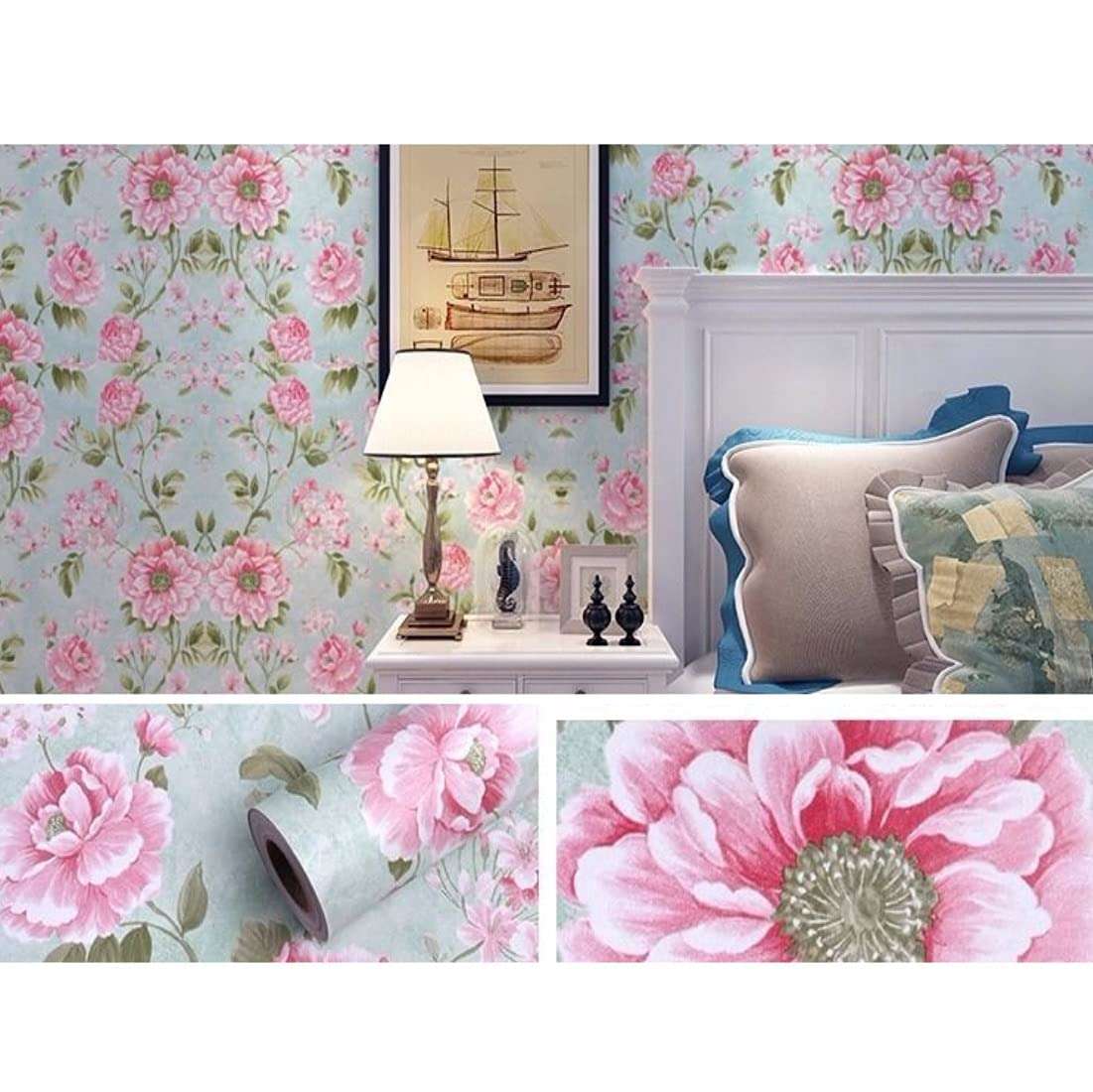 HOMEMATES Floral Wall Stickers Waterproof and 100% Removable PVC Wallpaper Self Adhesive Decals Living Room Hall Bedroom Decoration Flower (304.8x45.72CM) 3