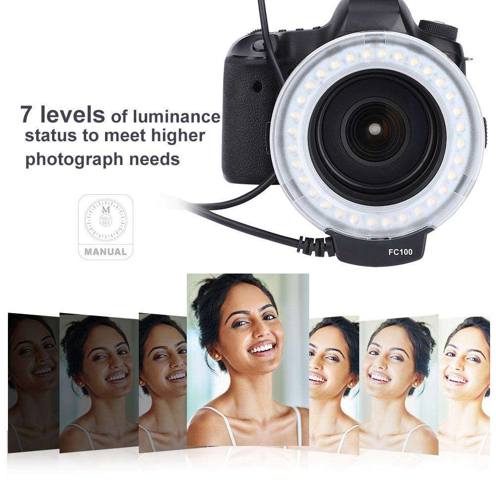 Qiilu LED Ring Light, Portable Universal LED Ring Flash Video Camera Fill Light Kit Photography Accessor 3