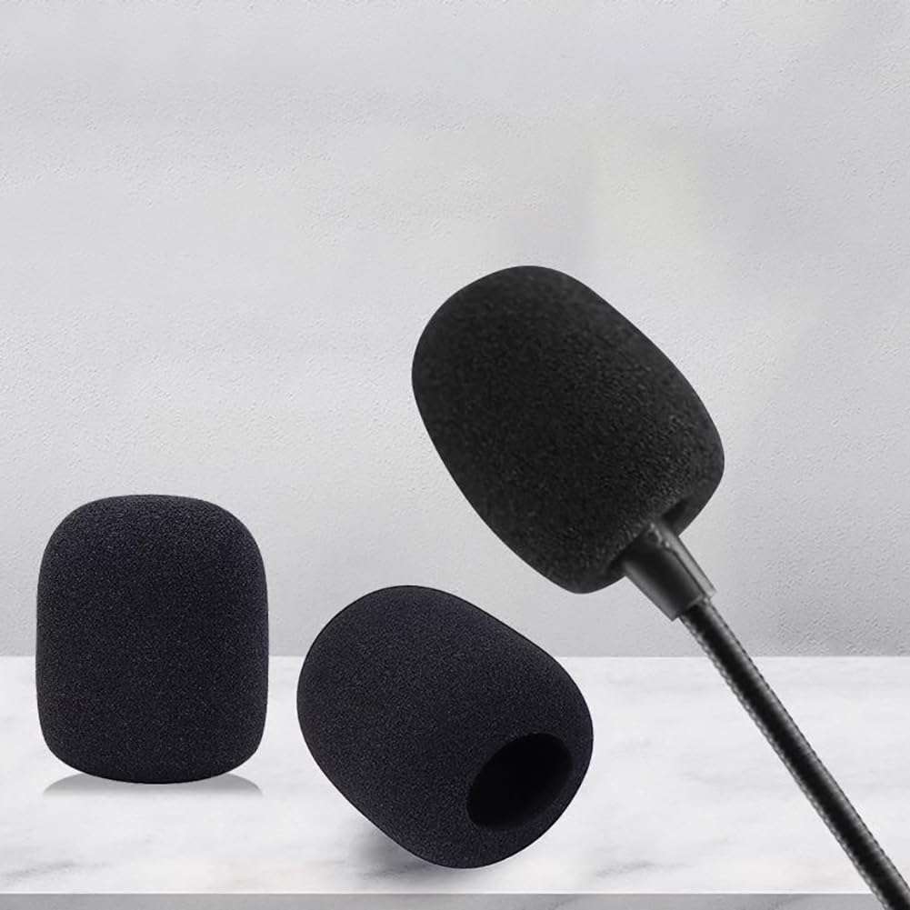 4 Pcs Black Microphone Windscreens Foam Mic Covers Furry Headset Covers Lapel Mic Sponge Covers Small Size Microphone Covers for Noise Reduction 3