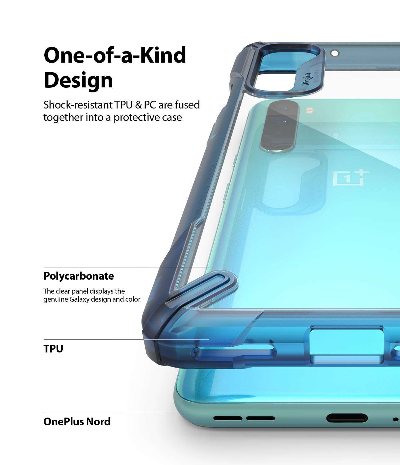Ringke Fusion X Case Designed for OnePlus Nord (2020) - Space Blue 5