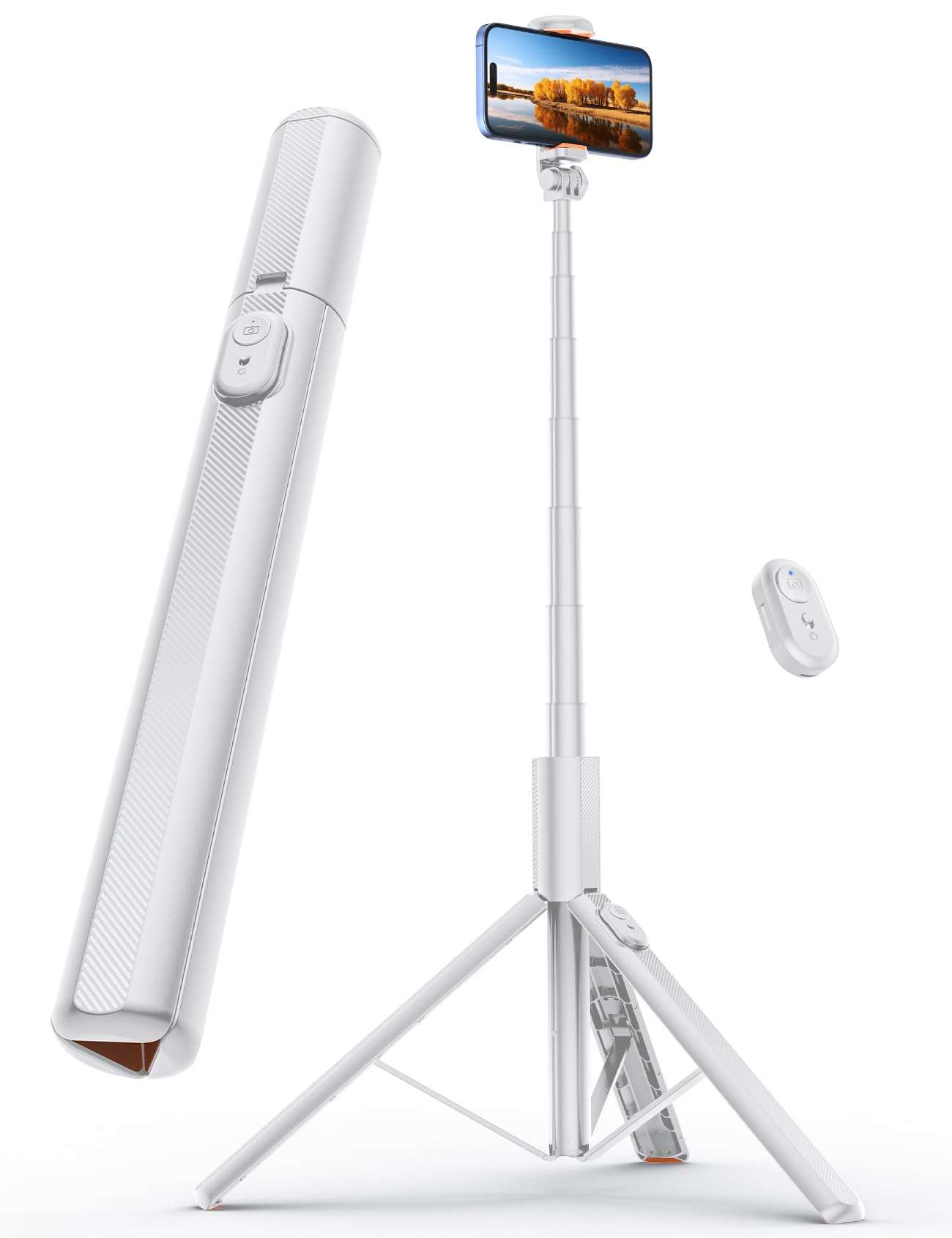 ANXRE 71" Phone Tripod, NT79 Extendable Selfie Stick with 1/4" Camera Mount for Cell Phone＆Camera, Phone Tripod Stand Holder with Remote Compatible with iPhone Android, Camera (White)