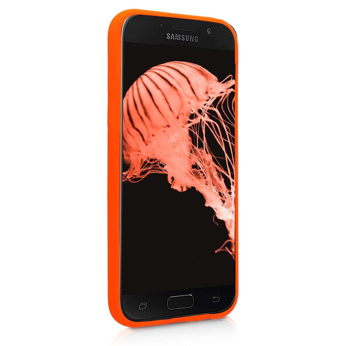 kwmobile TPU Case Compatible with Samsung Galaxy A5 (2017) - Case Soft Thin Slim Smooth Flexible Protective Phone Cover - Neon Orange 2