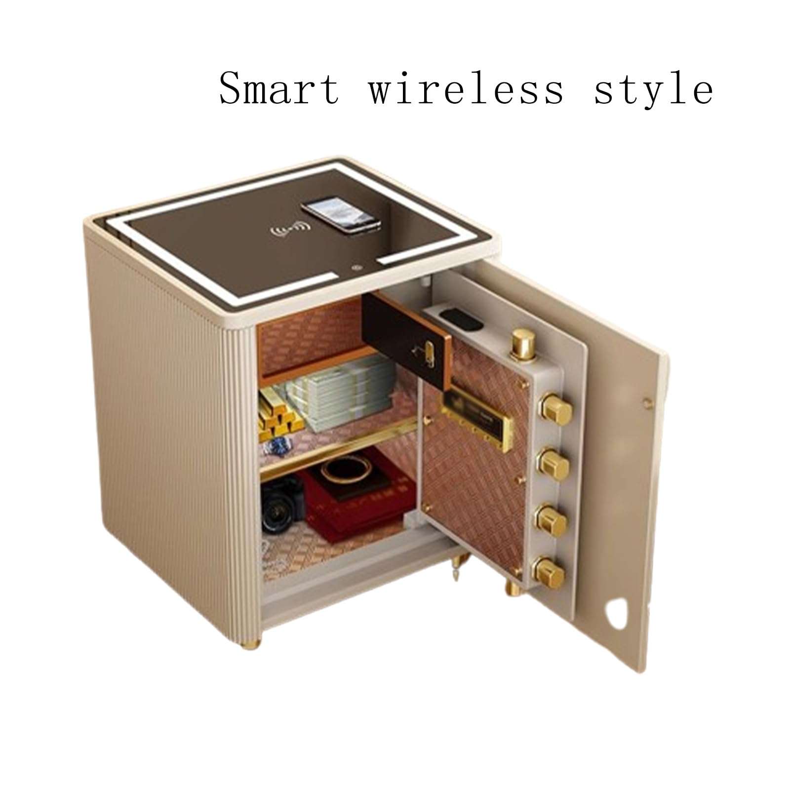 FENOKD Safe Bedside Table Integrated Home Smart Wireless Device Fingerprint Password Key Unlock with Alarm Device Large Capacity 96 Catties (wireless intelligence) 3