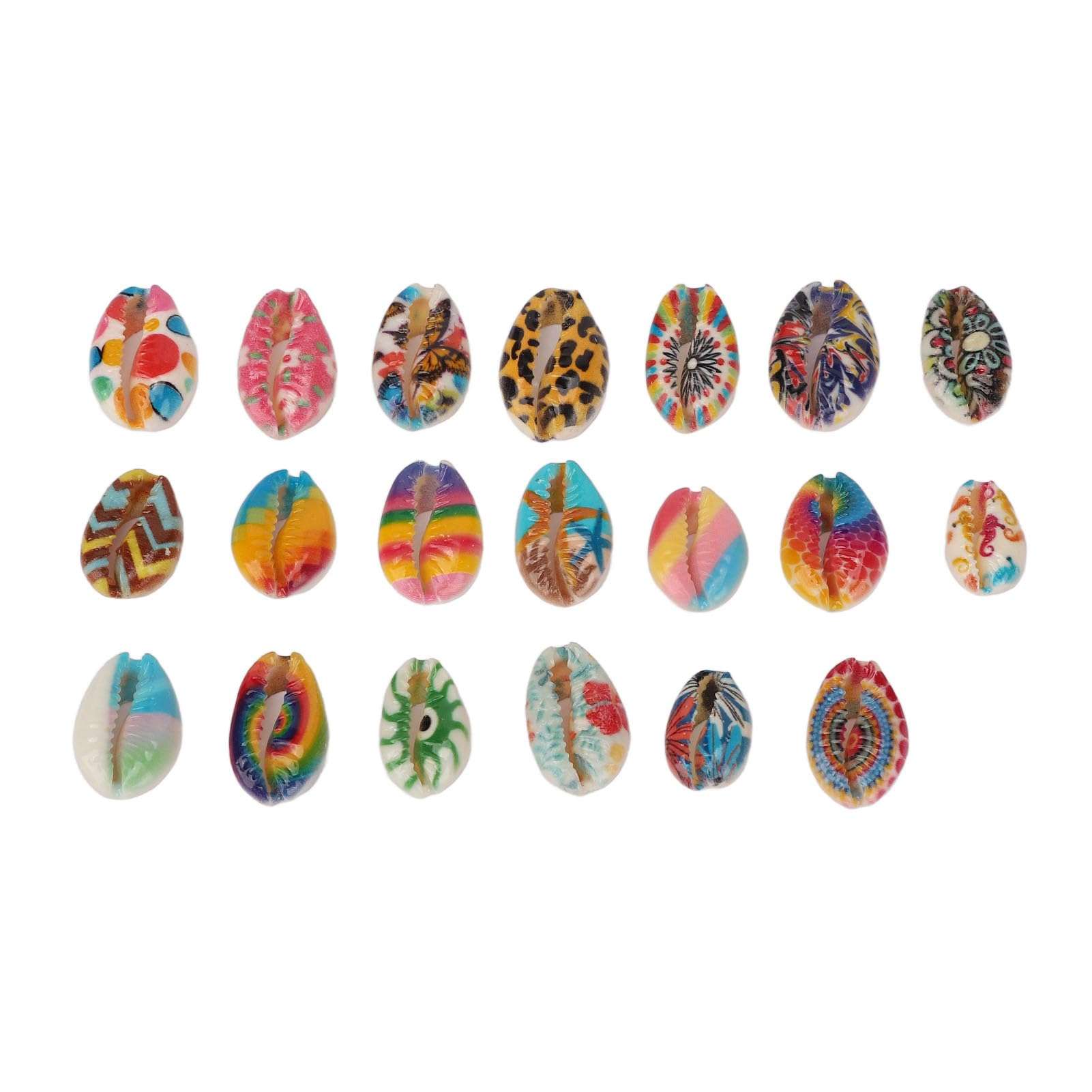 20pcs Hair Shell Pendants Floral Print Shell Hair Braid Rings Jewelry for Braids Dreadlock 1