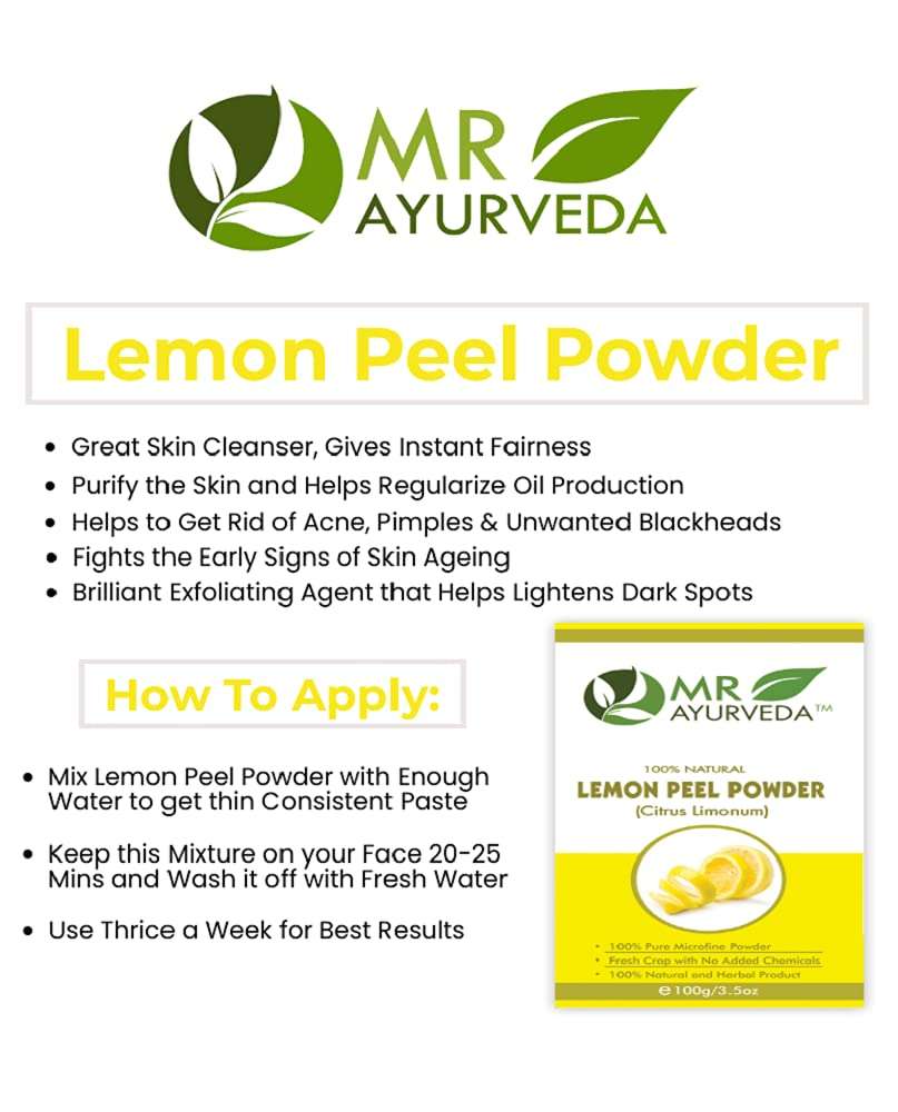 MR Ayurveda 100% Herbal Lemon Peel Powder | Lemon Peel Powder for Skin | Lemon Peel Powder Organic | Lemon Peel Powder for Face - Set of 4 (400 Grams) 4