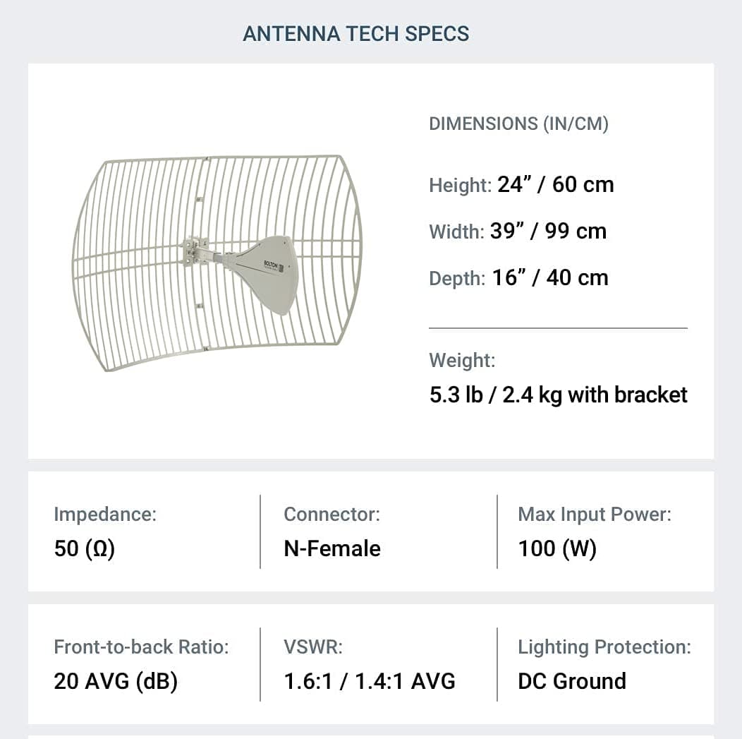 Long Range Cellular Antenna - up to 20 Miles Range | High gain Outdoor Cell Phone Booster Antenna +26db | All Cellular Bands LTE, 4G, 5G Ready, GSM | Works for All Carriers | Weatherproof | BT974822 4