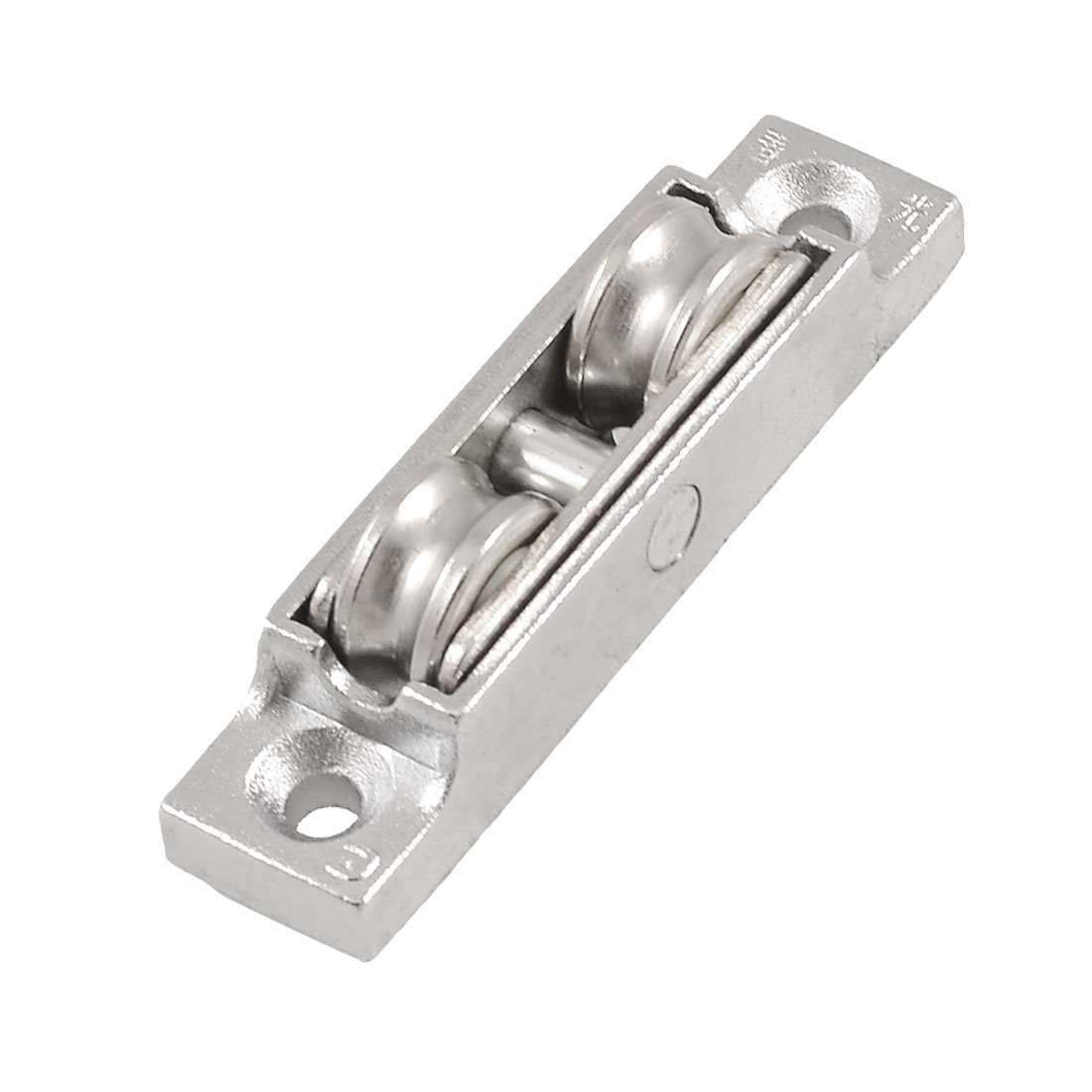 Sourcingmap a12101500ux0714 Metal Axles Window Pulley Door Sliding Two Rollers Wheel, 16mm, Silver Tone 1
