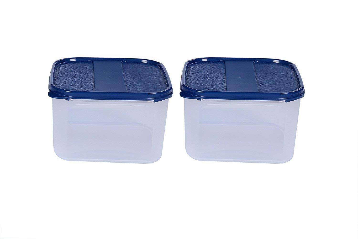 IMOX Airtight BPA-Free Modular Design Stackable Kitchen Storage Container Set for Rice, Dal, Atta, Flour, Cereals, Pulses, Snacks - Set of 2 (Blue, 2900 Ml) 3