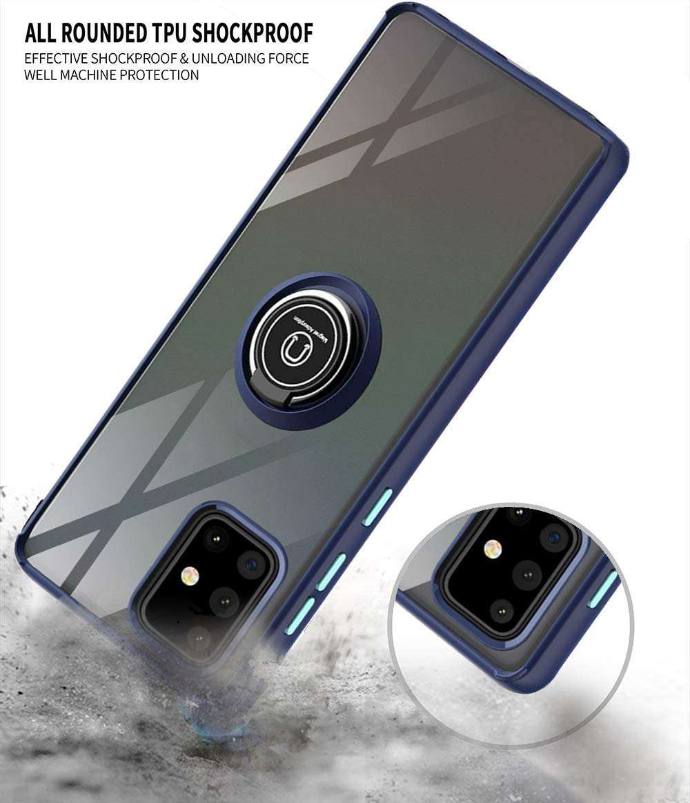 Suordii Case for Xiaomi Mi 10T Lite 5G with Tempered Screen Protector, [360° Rotating Stand] [Military Grade Anti-Fall Protection],Matte Transparent Hard PC Back Cover for Xiaomi 10T lite - Blue 6