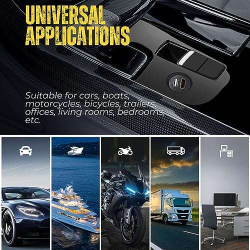 TNP USB HDMI Flush Mount Cable - Dashboard Panel Dash Mount USB + HDMI Port Socket Jack Plug Water Resistant Connector Extension Wire Cord for Car Truck Trailer Boat Motorcycle & More (1.8M / 6FT) 4