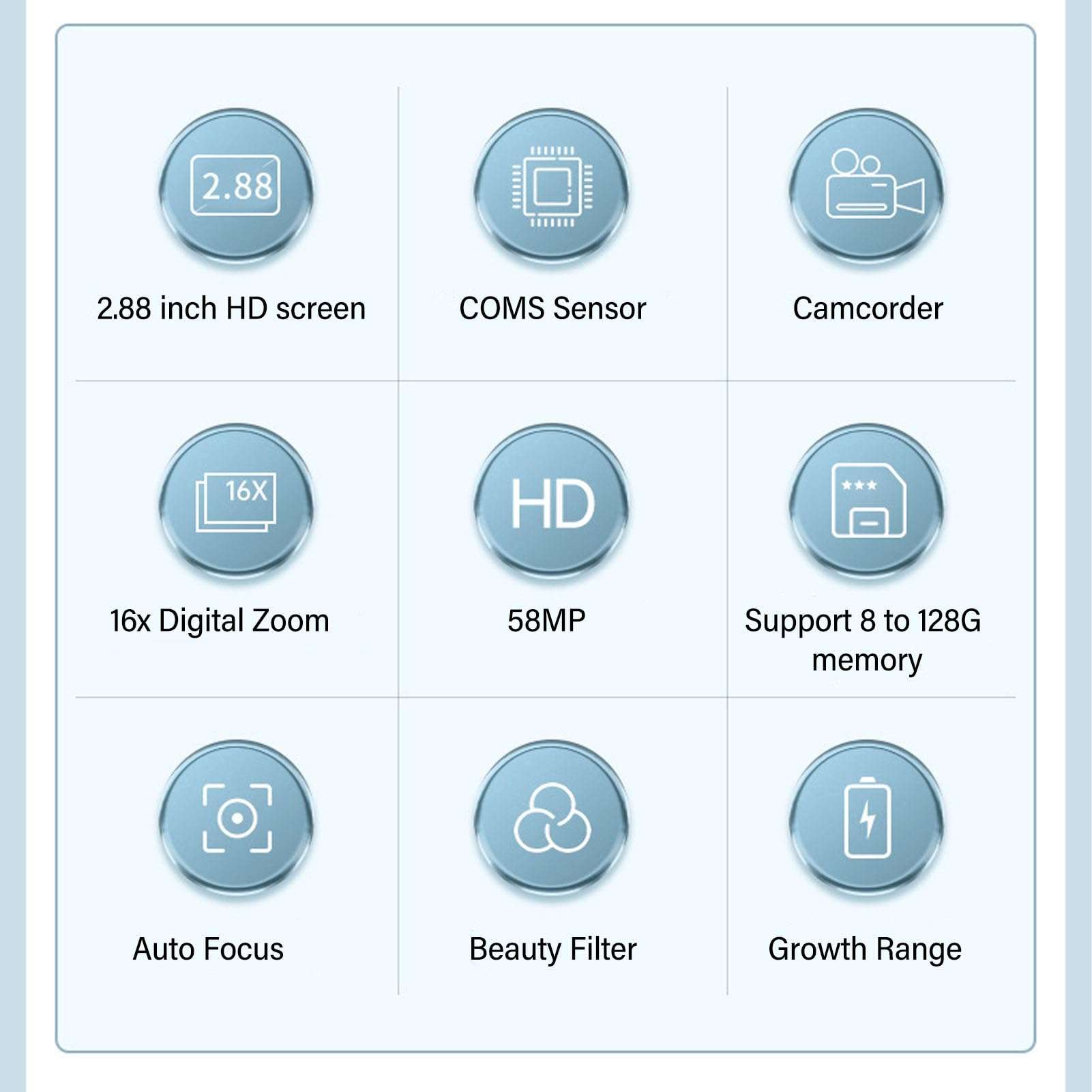 4K Digital Camera, 58MP 16X Zoom Autofocus Compact Camera with 2.88 Inch IPS Screen, Autofocus Capability, Pocket Camera for Travel Photography () 6