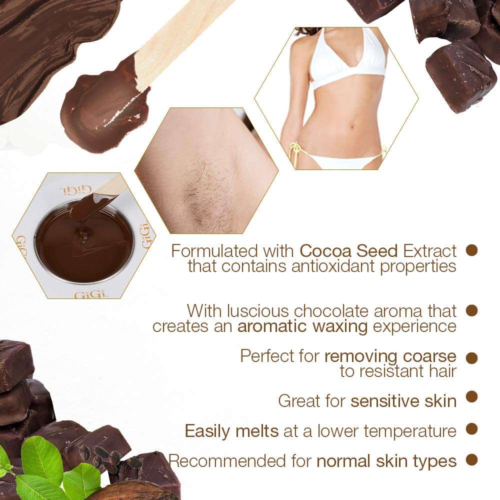 GiGi Milk Chocolate Crème Hair Removal Wax - Soft Wax for Coarse Hair, with Cocoa Seed Extract, Waxing Formula for Face, Body & Sensitive Skin, 14 oz 4