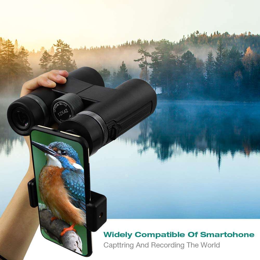 Airsnigi 12x42 Binoculars for Adults and Kids,HD Professional/Waterproof Binoculars With Smartphone Adapter Tripod Carrying Bag,Great for Bird Watching,Hunting,Hiking,Sports Events,Concerts (1.21 lbs) 3