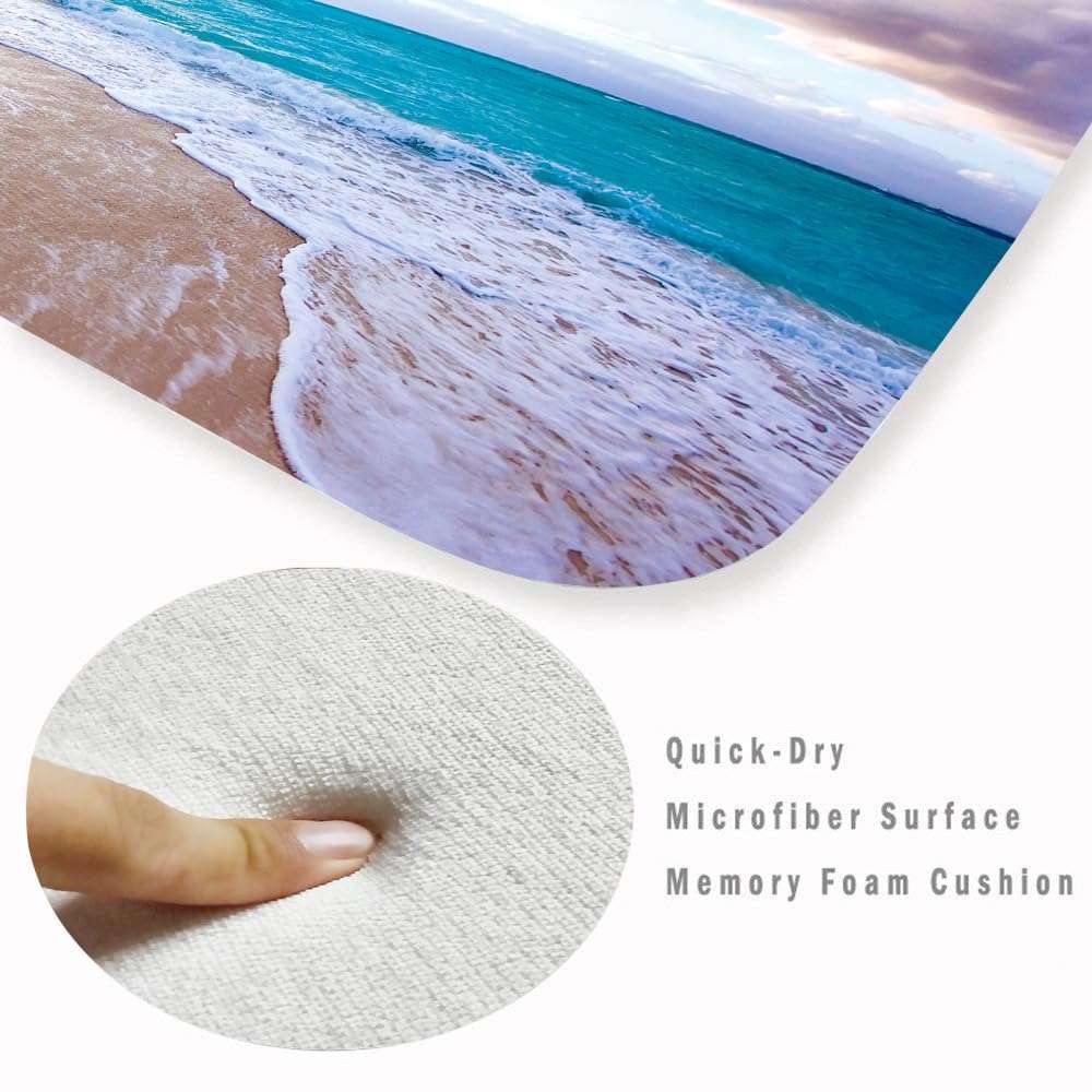 WODEJIA Flannel Mat Non Slip 3D Print for Bedside and Living Room,Clearance MatS Absorbent Moisture Dust Forlaundry Room,Bath Rugs Sponge Foam Soft for Bathroom (Seawater Beach) 3
