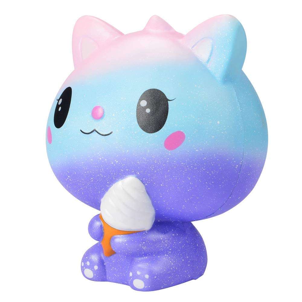 Ganjiang Kawaii Giant Animal Squishy Jumbo Soft Slow Rising Soft Stress Relief Toy, Kids Gifts, Home Decor,Collections (Blue Ice Cream Cat) 6