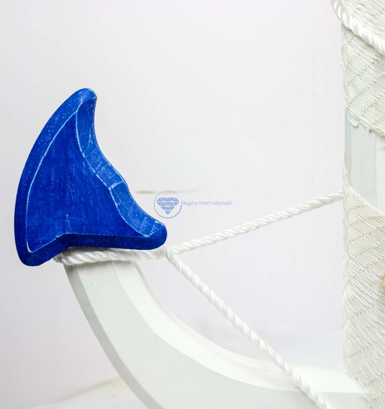 Nagina International 24" Nautical Handcrafted Distressed Wooden Wall Decor White Blue Anchor with Fishing Nets Sea Shells & Rope | Maritime Nautical Decor 4