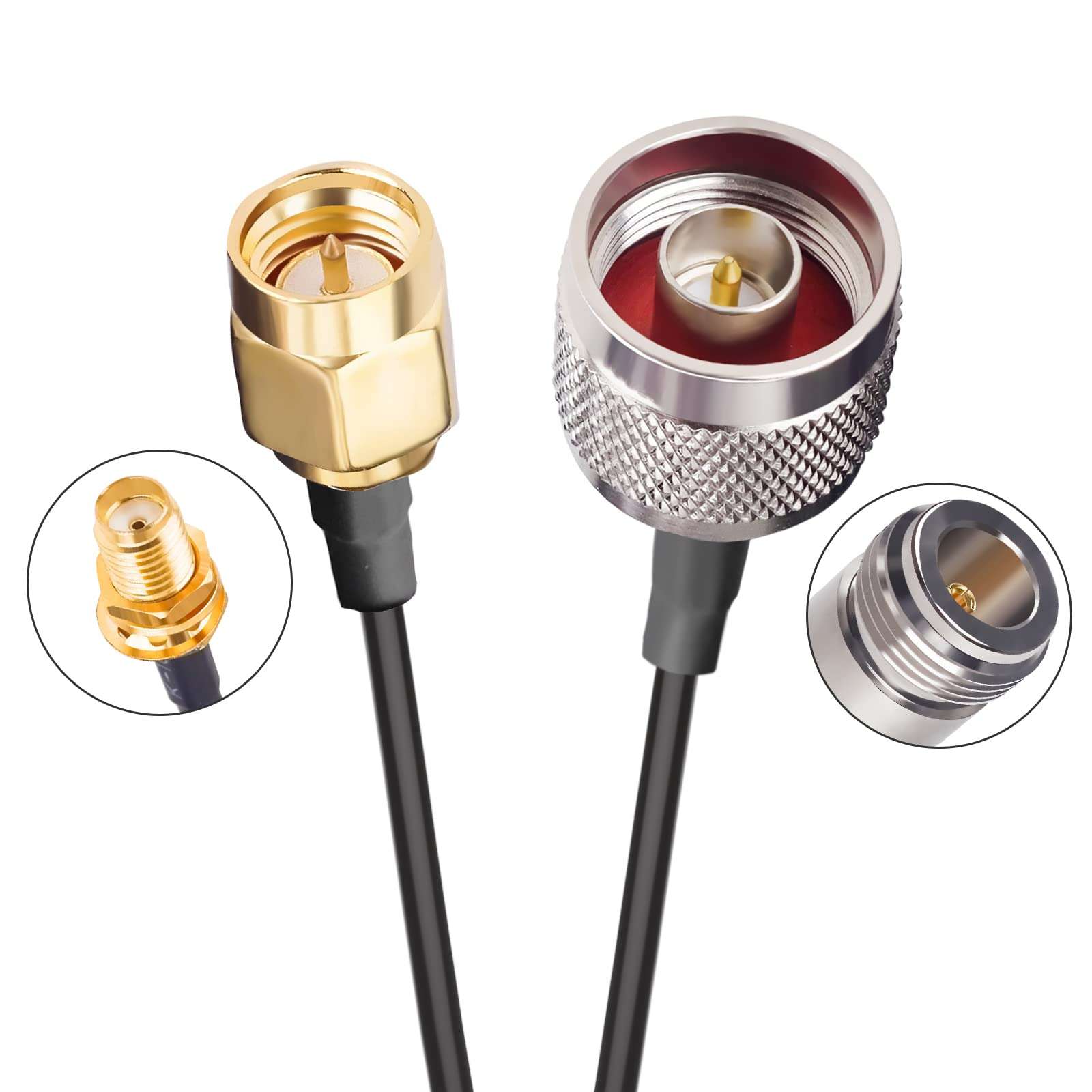 Goupchn 25ft Low Loss Coaxial RG58 Extension Cable N-Type Male to SMA Male Coax Wire 3