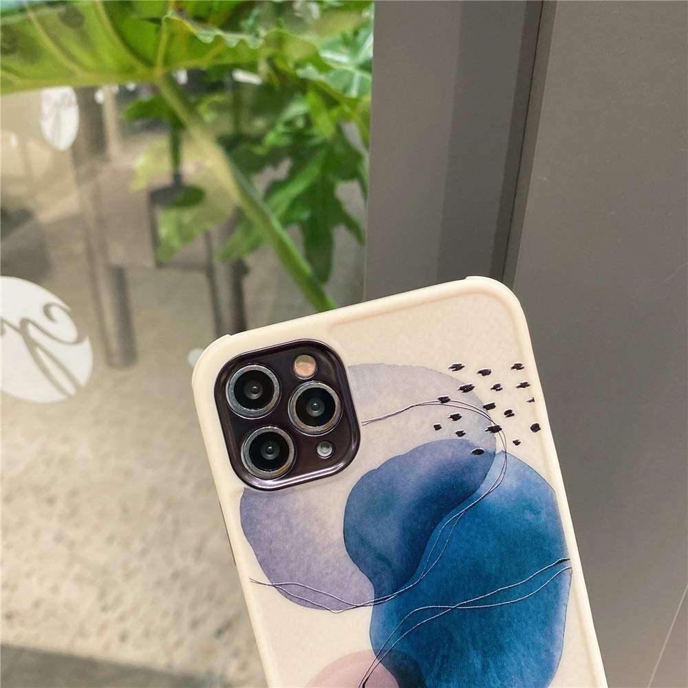 Blue Water Color Soft Case for Apple iPhone 11 Pro Max 6.5 inch Fashion Cute Design with Plating Camera Protection Lid Shockproof Corner Bumper Protective Cover for iPhone 11 Pro Max Cases 4