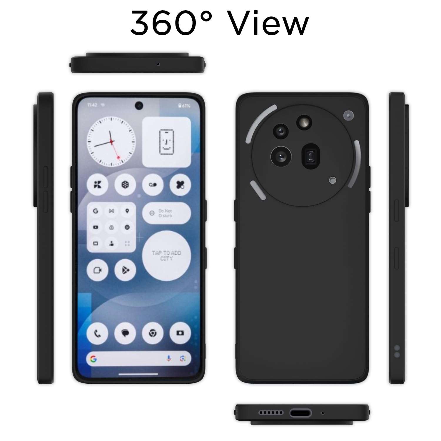 Pikkme Back Cover for Nothing Phone 3A Pro | Slim Soft Matte Silicone Cover with Camera Protection & Shockproof Bumper Case (Black) 5