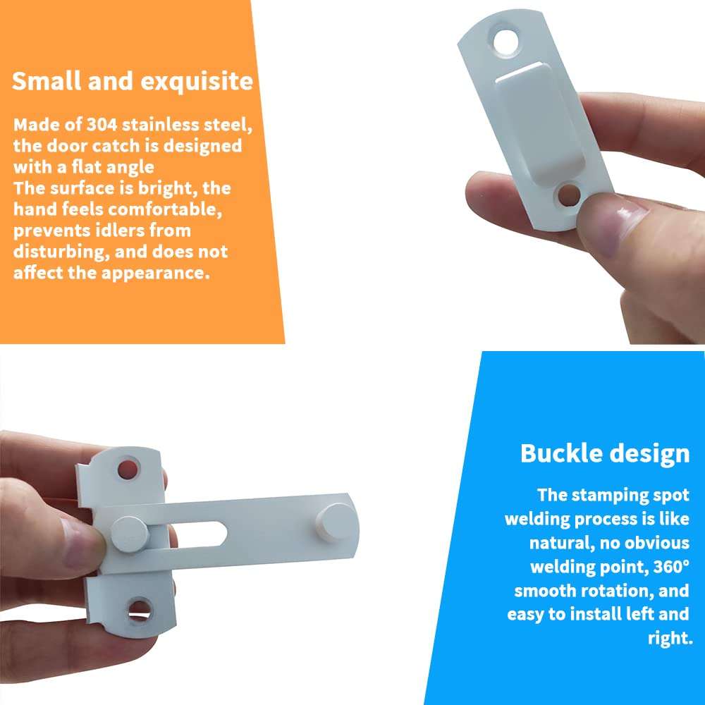 CLING Latch Sliding Door Safety Door Lock, Stainless Steel Matte White, Used for pet Doors, Cabinet Furniture, wardrobes, Windows (Small) 3