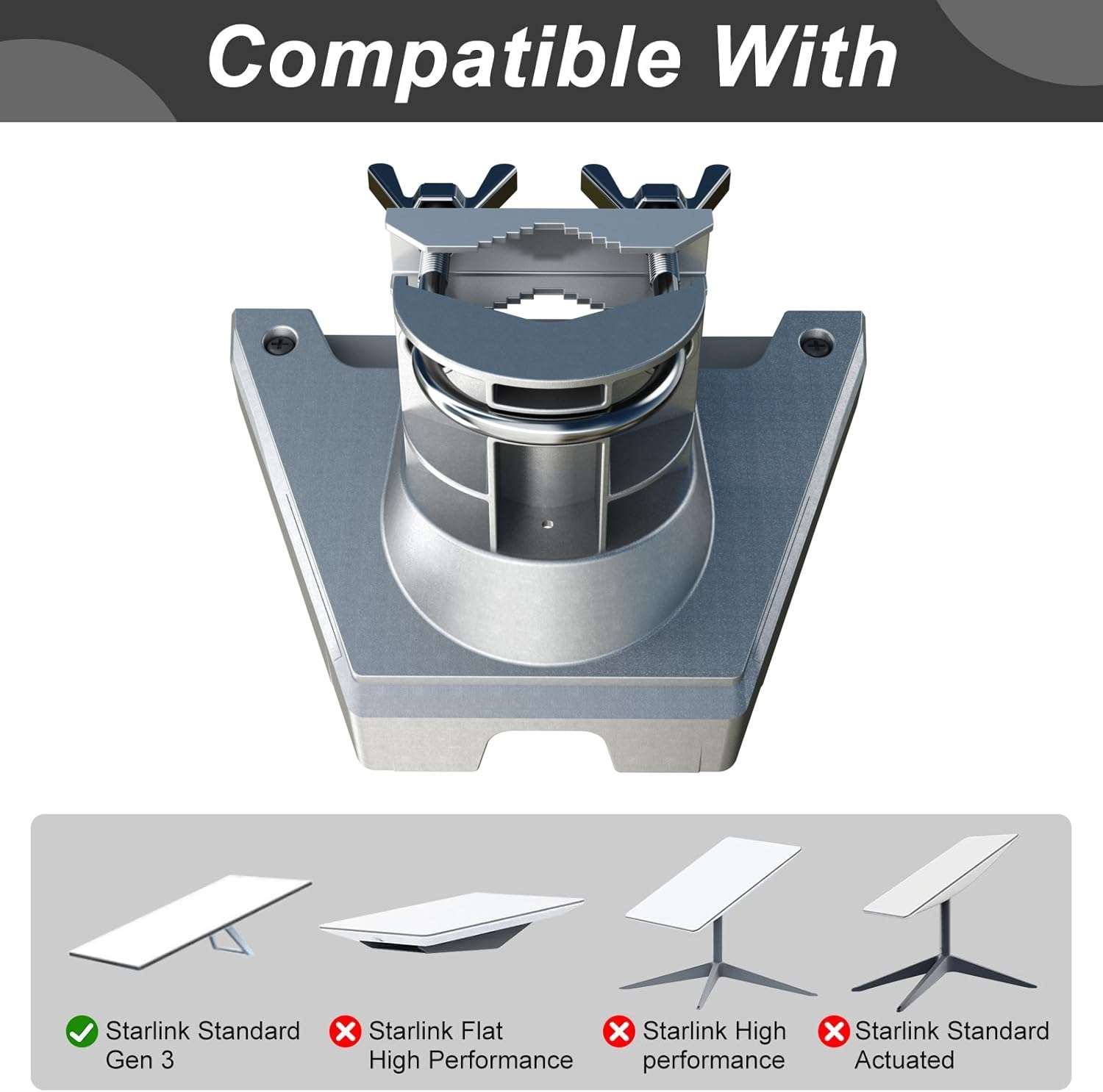 CEKAY Starlink Mounting Kit,Starlink Pipe Mount Adapter, with Starlink Mount Adapter Compatible with Gen3 / V3 Starlink Standard Dish (Adapter Included Only) 4